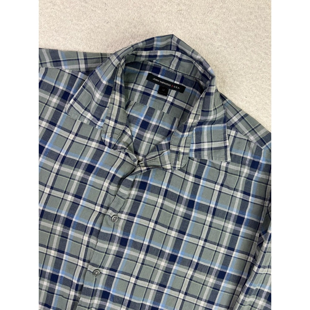 John Varvatos Shirt Mens Medium Blue‎ Plaid Lightweight Long Sleeve Button Up